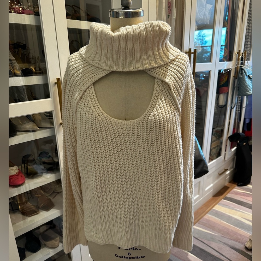 Jonathan Simkhai Ivory Cut Out Sweater Size Small